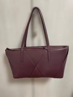 【ZARA美品】バーガンディ ジッパー付きハンドバッグ
