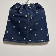 デニム花柄刺繍キッズスカート