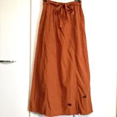 ✅ドラッグストアーズ❤️ロングスカート✨オレンジ❤️スリット✨ウエストゴム❤️刺繍‼️