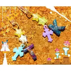 【宇宙柄】 イニシャルストラップ レジン★+.