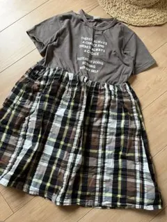 キッズ　女の子　ワンピース　１４０サイズ　綿素材　コットン　バイカラー