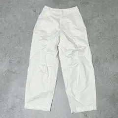 s3053 ユニクロ ワイドパンツ 綿97% テーパード 股下タック 白