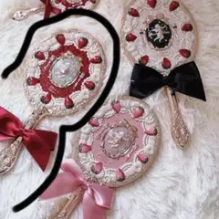 【レッド】フラワーノーズ　ストロベリーキューピッド　コレクションハンドミラー