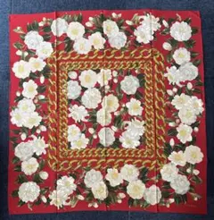 CHANEL シルクスカーフ 赤花