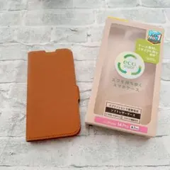 そ　iPhone 14 Pro 手帳型ケース キャメル シンプル　ソフトレザー