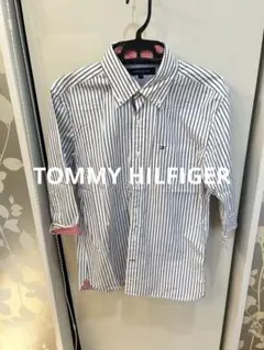 美品　TOMMY HILFIGER ストライプ 半袖シャツ Sサイズ　赤チェック
