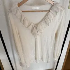 ROPE フリル付き長袖Tシャツ Mサイズ アイボリー