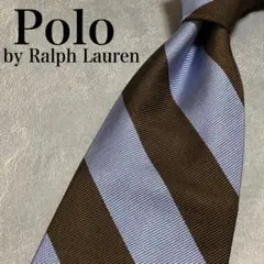 USA製 ポロバイラルフローレン ネクタイ　 水色 ブラウン ストライプ k36