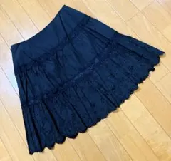 エルベンス フレアスカート ブラック レース刺繍 ミニスカートのサムネイル