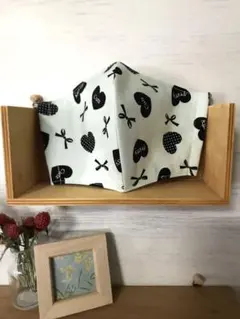 はーと りぼん キュート柄 薄いグリーン ハンドメイドマスク 大人用