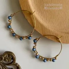 【マットなカラー樹脂パールフープピアス】モンタナ♡サージカルステンレス