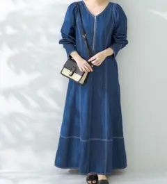 アーバンリサーチサニーレーベル　Vネックフィットデニムドレスワンピース