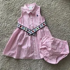 Ralph Lauren ピンクストライプ ワンピース 80cm