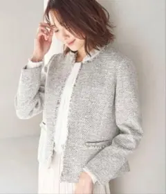 ROPE PICNIC　ロペピクニック　ノーカラー　ツイード ジャケット　38