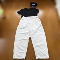 ホワイト コットン ワイドパンツ