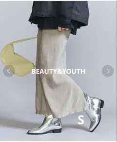 【極美品】BEAUTY&YOUTH ベロアプリーツバックスリットスカートS