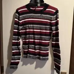 ストライプリブ編み長袖ニット　h&m 薄手