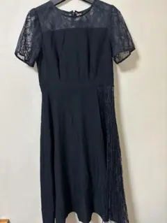 ●レース切替フォーマルワンピース/紺