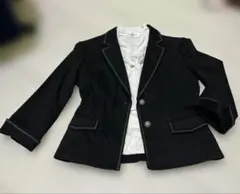 コムサイズム レディース　夏用ジャケット　綿　七分袖　黒