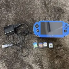 PS Vita 本体 青 充電器・ゲーム4本付き