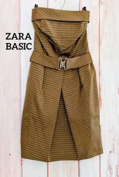 ZARABASIC L ベアトップ ワンピース ベルト付き