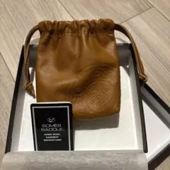 SOMES SADDLE レザー 巾着 ポーチ ブラウン