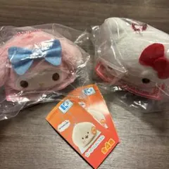 サンリオ鳴らしてピッピマスコットぬいぐるみ　肉まん風デザイン　　キティマイメロ