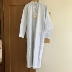 【新品】無印良品 ストライプ 長袖シャツワンピース