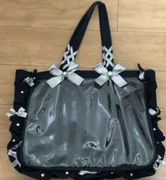 ザッカマートA3フリルデザイン痛バッグ用トートバッグBlack グレー