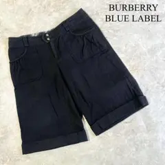 BURBERRY BLUE LABEL バーバリー ロゴ刺繍 ハーフパンツ 黒