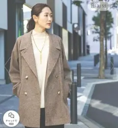 GLOBAL WORK　軽やかストレッチ襟2WAYミドルコート