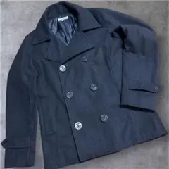 ウール製ダブルブレストピーコート ブラック　黒　【Ｌ】　ナイラスクロージング