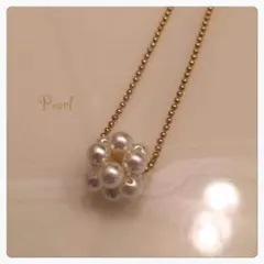 パール ネックレス✧淡水パール風 ネックレス✧ボールチェーン ネックレス
