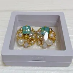 ピアス　スワロフスキー アレルギー対応 パール　ブルー