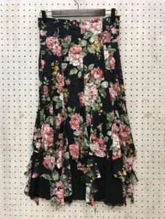 00’s y2k ダークロマンティック 古着 薔薇柄 アシメ レーススカートのサムネイル