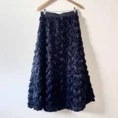 美品 VERMEIL par iena ドット花びらチュール ロングスカート 黒