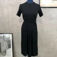 【美品☆】ONWARD ひざ丈ワンピース プリーツ フォーマル S相当 ブラック