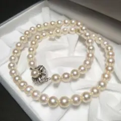 テリ強✨パール　あこや本真珠　ネックレス　約7.0mm-7.4mm　シルバー金具