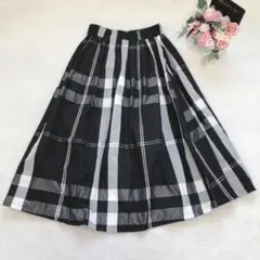 オッジクラブ ロングチェック柄スカート フレア カジュアル シンプル ベーシック