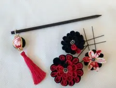 つまみ細工花髪飾り 簪セット