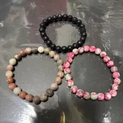 天然石ビーズブレスレット3個セット（B07）