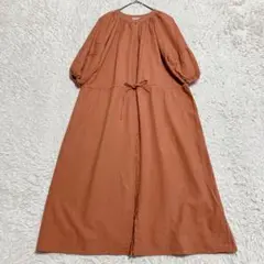 サマンサモスモス　綿麻　チュニック　ワンピース オレンジ