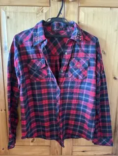 チェック柄　フランネルシャツ　y2k