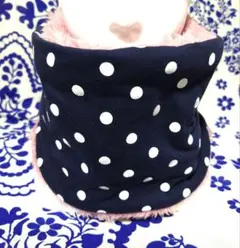 新色☆ネイビー ドット柄 フリーススヌード　ネックウォーマー　レディース　暖かい