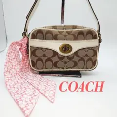 ◇COACH◇シグネチャー ターンロックミニショルダーバッグ スカーフ 