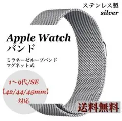 Apple Watch バンド ベルト ステンレス シルバー　ミラネーゼループ