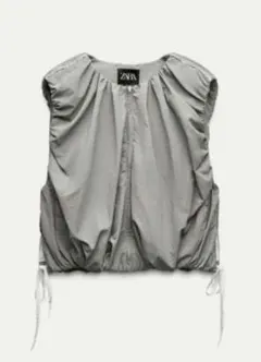 ZARA ギャザー リボン ナイロン ベスト