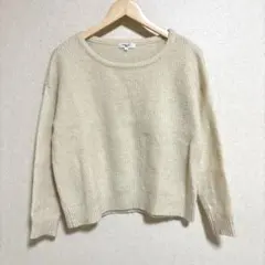 NATURAL BEAUTY BASI ベージュ リブ編み 長袖ニット