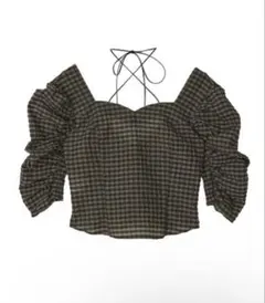 Ameri CHECK PUFF SLEEVE TOP ブラウス Sサイズのサムネイル