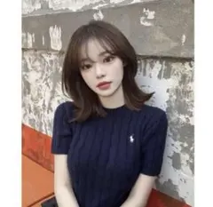 ポロ　ラルフローレン　ニット　ケーブル　半袖ニット　ネイビー　人気　完売